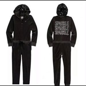 Girls Justice Sequin Hooded Velour One Piece sz 12